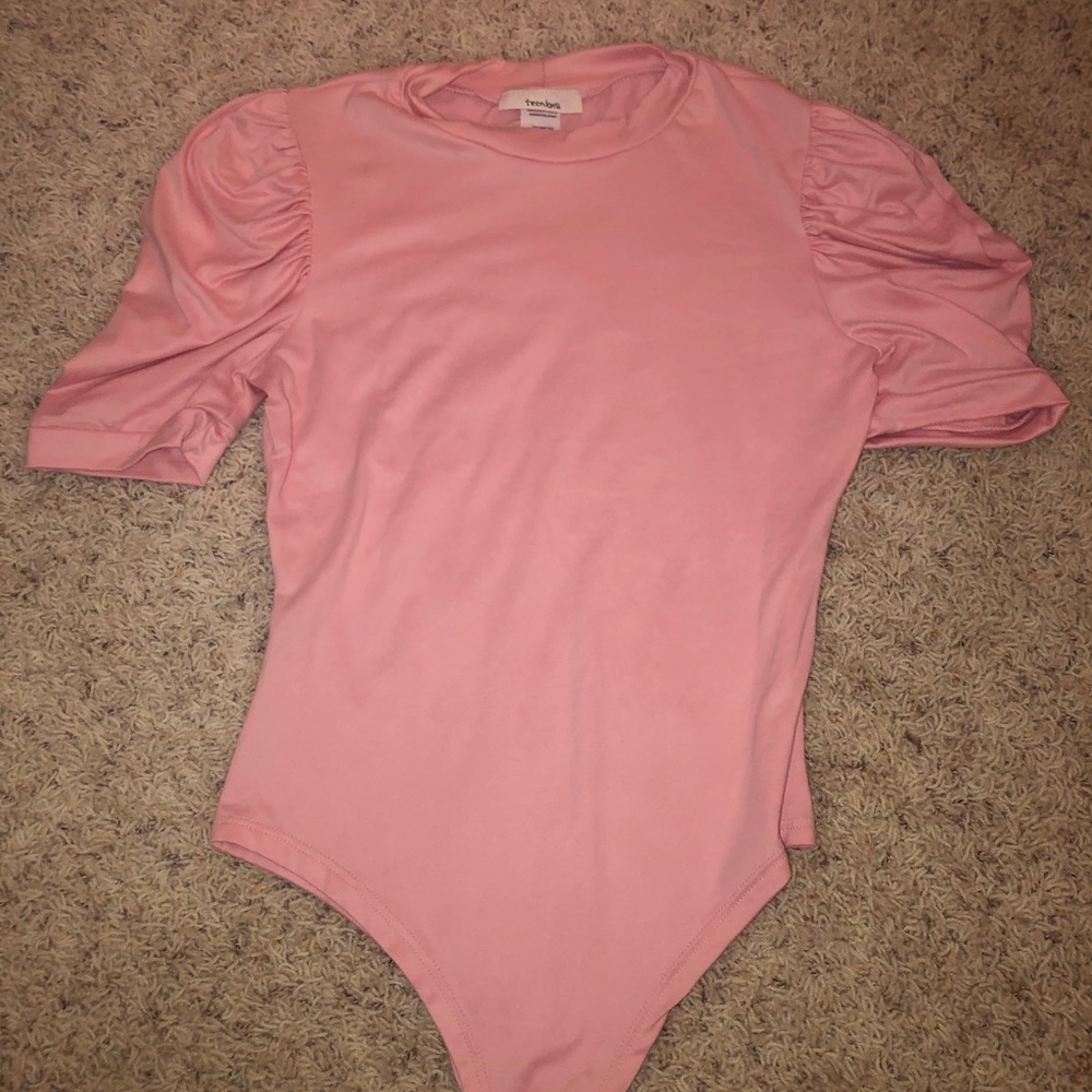 Pink Short Sleeve Body Suit Blouse